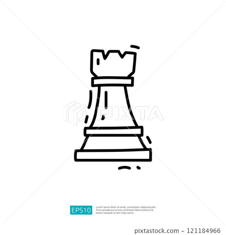 This image depicts a simple, stylized illustration of a chess rook, representing a piece used in the game of chess. This image depicts a simple, stylized illustration of a chess rook, representing a piece used in the game of chess. 121184966