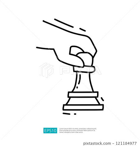 The image depicts a hand moving a chess piece, emphasizing strategy and gameplay. The image depicts a hand moving a chess piece, emphasizing strategy and gameplay. 121184977