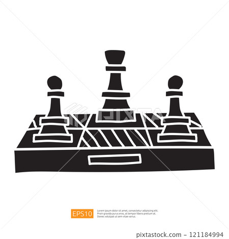 A simplistic illustration of a chessboard featuring three pawns and a rook, emphasizing strategic gameplay. A simplistic illustration of a chessboard featuring three pawns and a rook, emphasizing strategic gameplay. 121184994