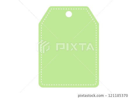 A luggage tag-shaped frame with dotted lines that resemble stitching, no main lines A luggage tag-shaped frame with dotted lines that resemble stitching, no main lines 121185370