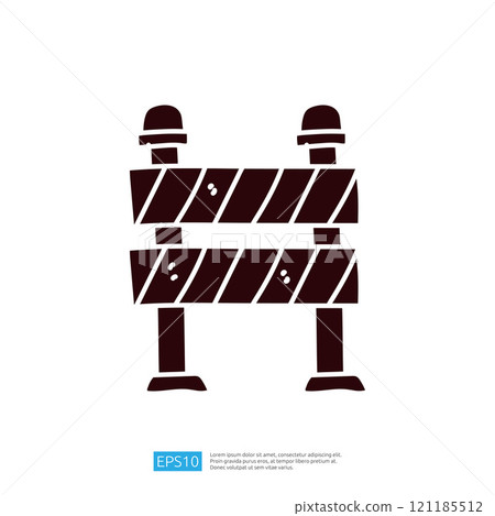 A graphic representation of a construction barrier, typically used to indicate road work or restricted areas. 121185512