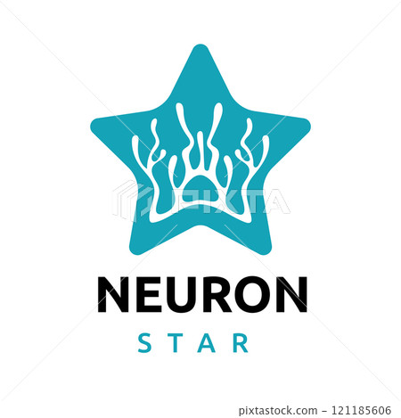 Neuron Nerve Cell Logo Design Inspiration Star Shape or Coral Seaweed Illustration Design 121185606