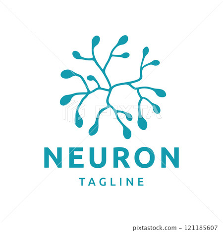 Neuron Nerve Cell Logo Design Inspiration in Coral Seaweed or Illustration Design 121185607
