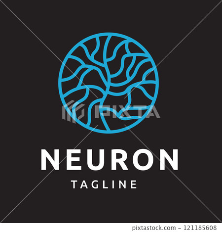 Neuron Nerve Cell Logo Design Inspiration Modern Shape Coral Seaweed Illustration with Dark Background 121185608