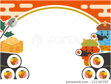 節分框架白色背景 121185797