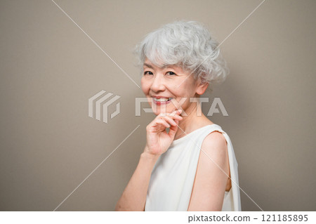 Senior woman wearing sleeveless top Beauty image Senior woman wearing sleeveless top Beauty image 121185895
