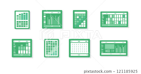 Spreadsheet flat illustration. Financial accounting report concept. office things for planning accounting, analysis, audit, project management, marketing, research vector set. Infographic UI Elements Spreadsheet flat illustration. Financial accounting report concept. office things for planning accounting, analysis, audit, project management, marketing, research vector set. Infographic UI Elements 121185925