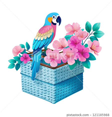 National Flowers with Gift Boxes and Cute Animals 121185988