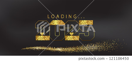 New Year 2025 Gold Glitter Text Design 121186450