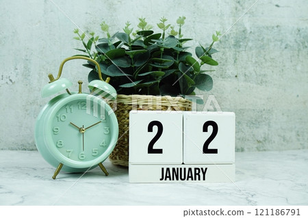 Wooden Calendar Showing the Date of January 22th. Day 22 of January month Wooden Calendar Showing the Date of January 22th. Day 22 of January month 121186791