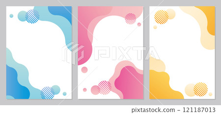 液體形狀抽象背景模板 A4 設定多彩 121187013
