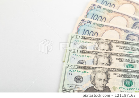 Japanese and American banknotes Japanese and American banknotes 121187162