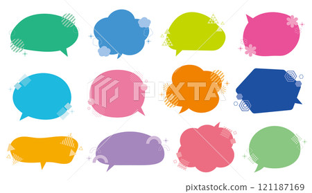 Speech bubble geometric colorful memphis set 121187169