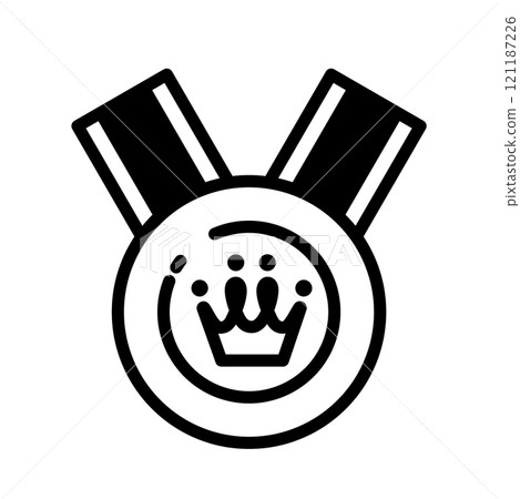 A simple and cute medal icon with a picture of a crown 121187226