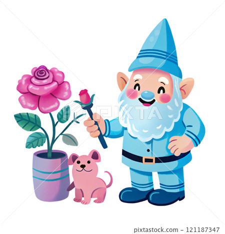 Cute Gnome Puppy pretty flowers Cute Gnome Puppy pretty flowers 121187347