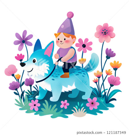 Cute Gnome Puppy pretty flowers Cute Gnome Puppy pretty flowers 121187349