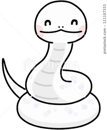 Smiling coiled white snake - Stock Illustration [121187353] - PIXTA