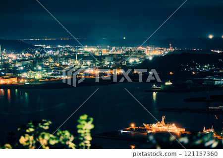 Muroran, port and city factory night view 121187360
