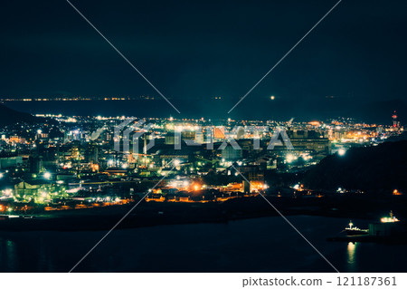 Muroran, port and city factory night view 121187361