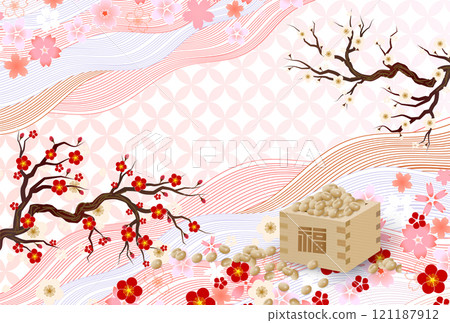 Setsubun beans Japanese pattern background Setsubun beans Japanese pattern background 121187912