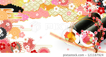 Setsubun ehomaki 日本圖案背景 Setsubun ehomaki 日本圖案背景 121187924