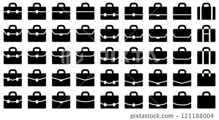 Vector illustration set of various shapes briefcase, attaché case icons 121188004