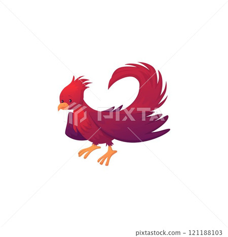 Vector illustration of mythological bird Phoenix in cartoon flat style. 121188103
