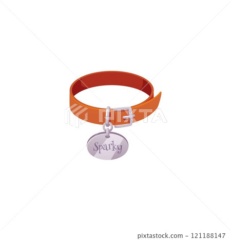 Vector collar with belt and badge for pets on a white background Vector collar with belt and badge for pets on a white background 121188147