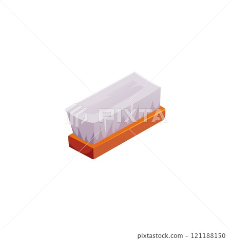 Fetlock washing brush with wooden handle vector flat icon, household cleaning equipment, animal hygienic accessory 121188150