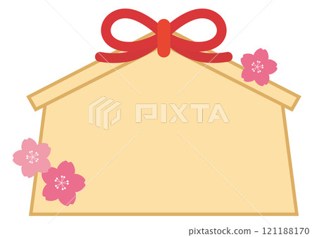 Cherry blossom and votive plaque frame illustration Cherry blossom and votive plaque frame illustration 121188170