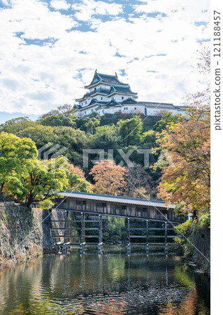 Wakayama City, Wakayama Prefecture Autumn foliage season Wakayama Castle tower and bridge corridor on a clear day 121188457