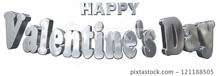 3DCG characters "Happy Valentine's Day" Silver, Silver 3DCG characters "Happy Valentine's Day" Silver, Silver 121188505