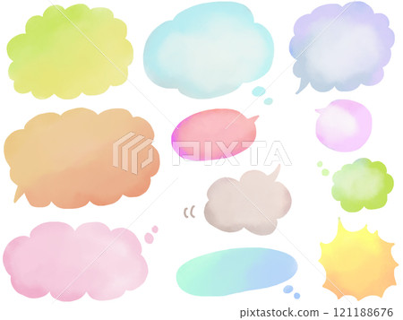 語音氣泡:一組淺藍色手繪語音氣泡 語音氣泡:一組淺藍色手繪語音氣泡 121188676