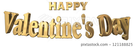 3DCG characters "Happy Valentine's Day" in gold 3DCG characters "Happy Valentine's Day" in gold 121188825