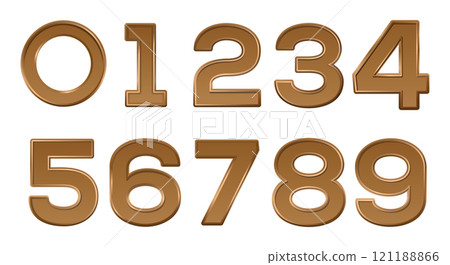 Set of volumetric gold numbers from 0 to 9 Set of volumetric gold numbers from 0 to 9 121188866