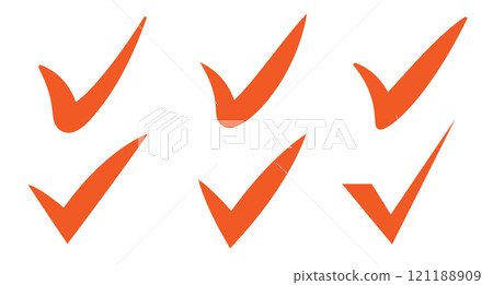 Tick icon set. Check marks and confirmation. Tick icon set for agree, vote, confirm, choose. 121188909