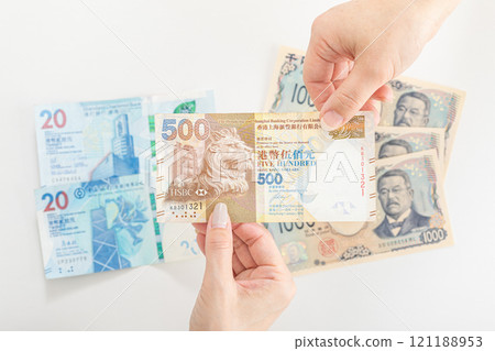 Japanese yen and Hong Kong dollar 121188953