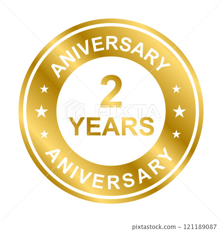 2 year anniversary gold icon vector for graphic design, logo, website, social media, mobile app, UI illustration 121189087