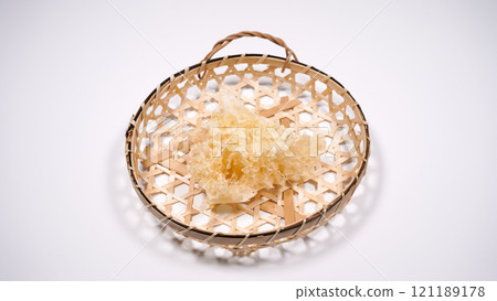 White dried wood ear mushroom 121189178