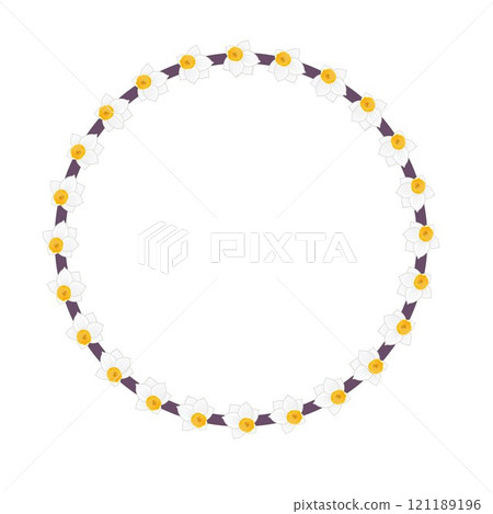 Japanese daffodil circular decorative frame illustration Japanese daffodil circular decorative frame illustration 121189196
