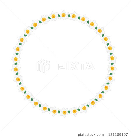 Japanese daffodil circular decorative frame illustration Japanese daffodil circular decorative frame illustration 121189197