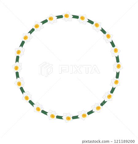 Japanese daffodil circular decorative frame illustration Japanese daffodil circular decorative frame illustration 121189200