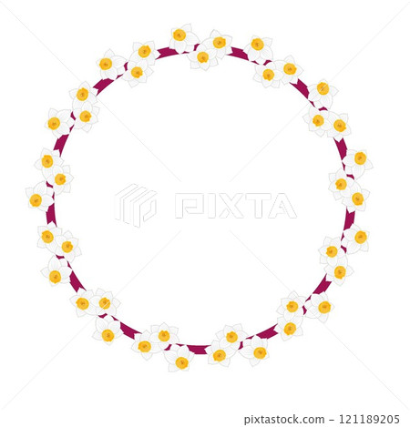 Japanese daffodil circular decorative frame illustration Japanese daffodil circular decorative frame illustration 121189205