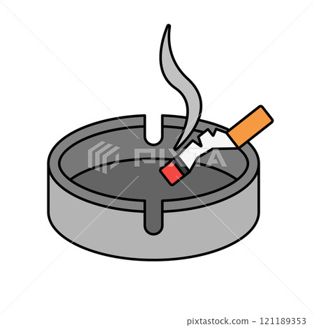 Ashtray and cigarette butts icon 121189353