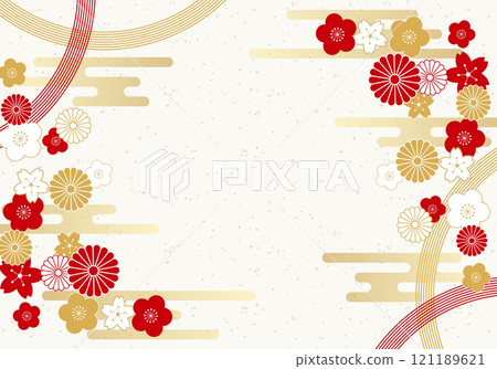 日式花紋和絢麗花朵和紙賀年片背景素材1 日式花紋和絢麗花朵和紙賀年片背景素材1 121189621
