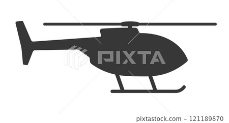 Helicopter icon shape symbol silhouette. Aircraft chopper logo sign. Vector illustration image. Isolated on white background. 121189870