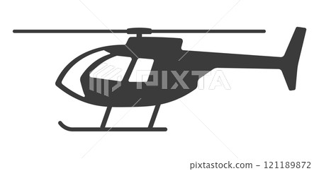 Helicopter icon shape symbol silhouette. Aircraft chopper logo sign. Vector illustration image. Isolated on white background. Helicopter icon shape symbol silhouette. Aircraft chopper logo sign. Vector illustration image. Isolated on white background. 121189872