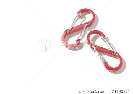S-hook carabiner photographed on white background S-hook carabiner photographed on white background 121190195