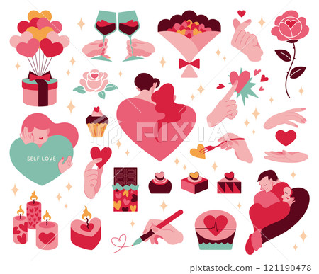 A cute illustration of a sweet and sparkly Valentine's Day A cute illustration of a sweet and sparkly Valentine's Day 121190478