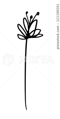Flower one line monochrome. hand drawing. Not AI, Vector illustration Flower one line monochrome. hand drawing. Not AI, Vector illustration 121190591